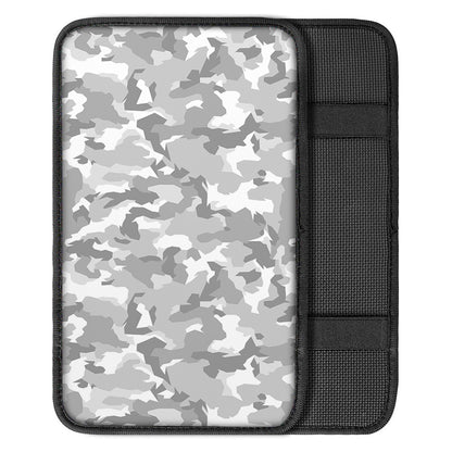 White Snow Camouflage Print Car Center Console Cover