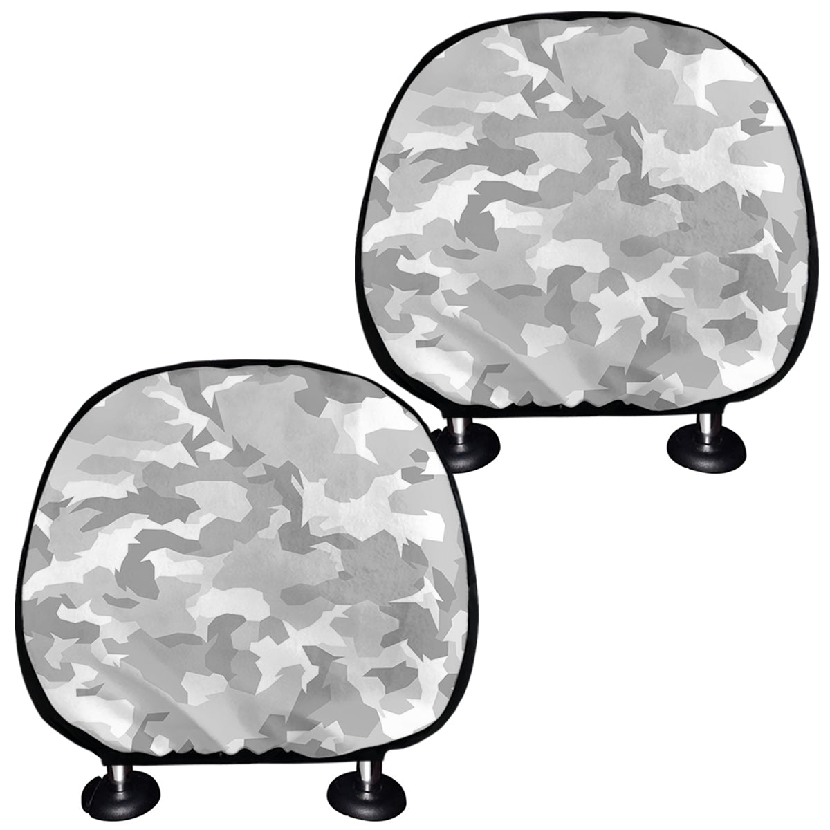 White Snow Camouflage Print Car Headrest Covers