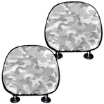 White Snow Camouflage Print Car Headrest Covers