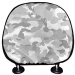 White Snow Camouflage Print Car Headrest Covers