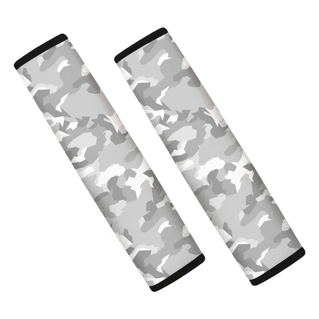 White Snow Camouflage Print Car Seat Belt Covers