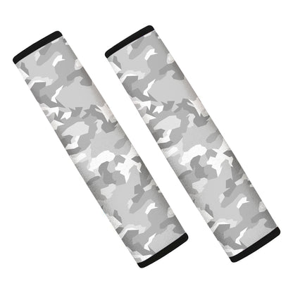White Snow Camouflage Print Car Seat Belt Covers