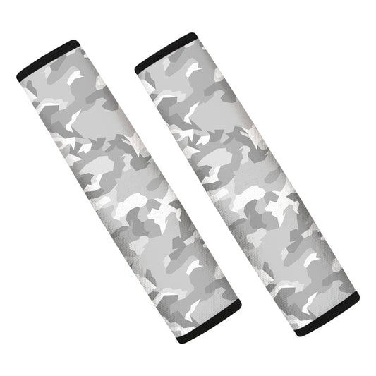 White Snow Camouflage Print Car Seat Belt Covers