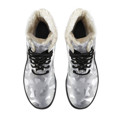 White Snow Camouflage Print Comfy Boots GearFrost