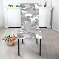 White Snow Camouflage Print Dining Chair Slipcover