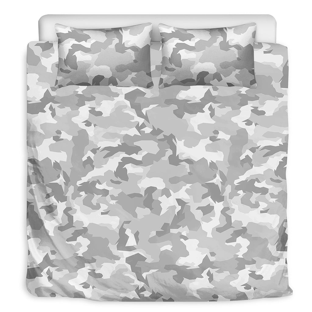 White Snow Camouflage Print Duvet Cover Bedding Set
