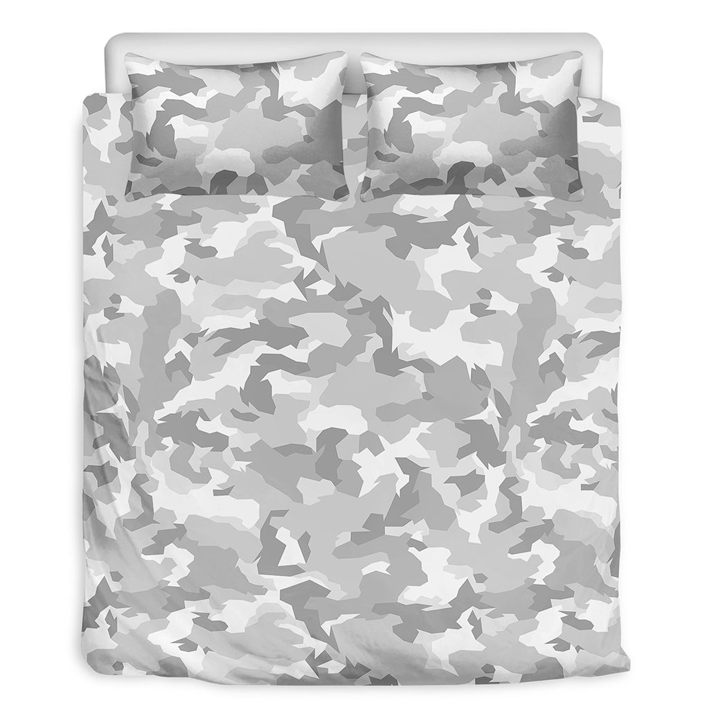 White Snow Camouflage Print Duvet Cover Bedding Set