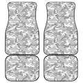 White Snow Camouflage Print Front and Back Car Floor Mats