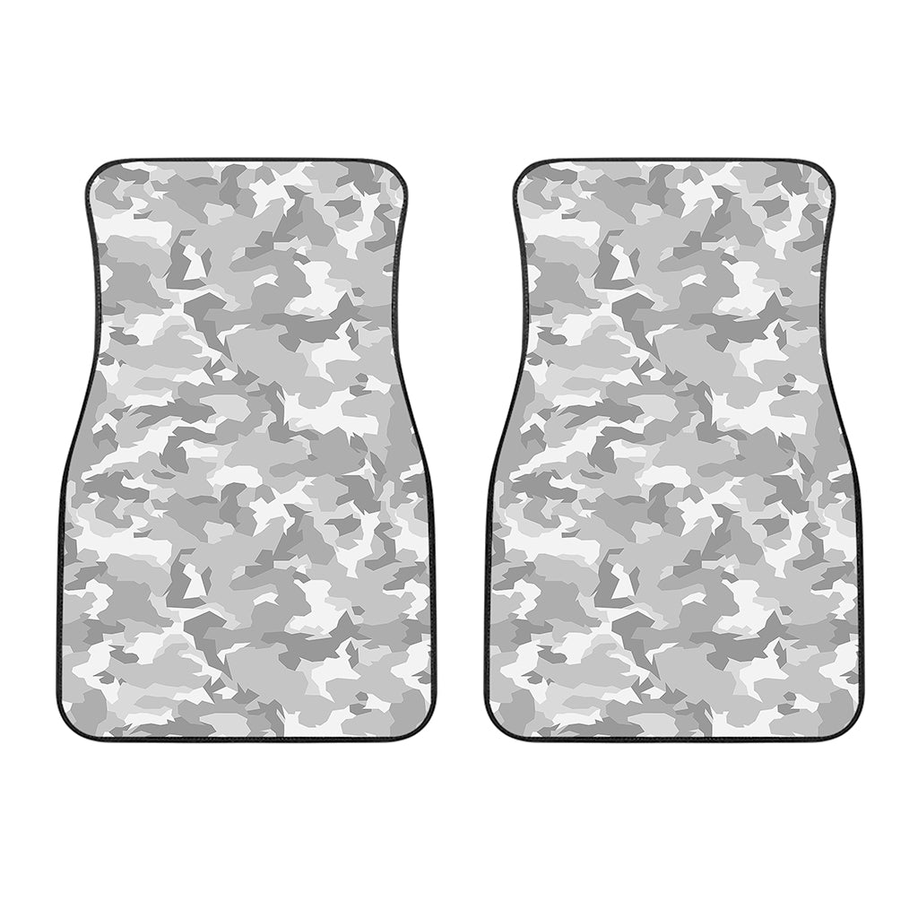 White Snow Camouflage Print Front Car Floor Mats