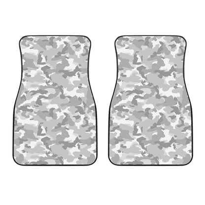 White Snow Camouflage Print Front Car Floor Mats