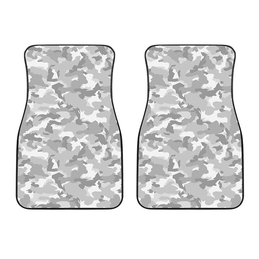 White Snow Camouflage Print Front Car Floor Mats