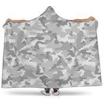 White Snow Camouflage Print Hooded Blanket