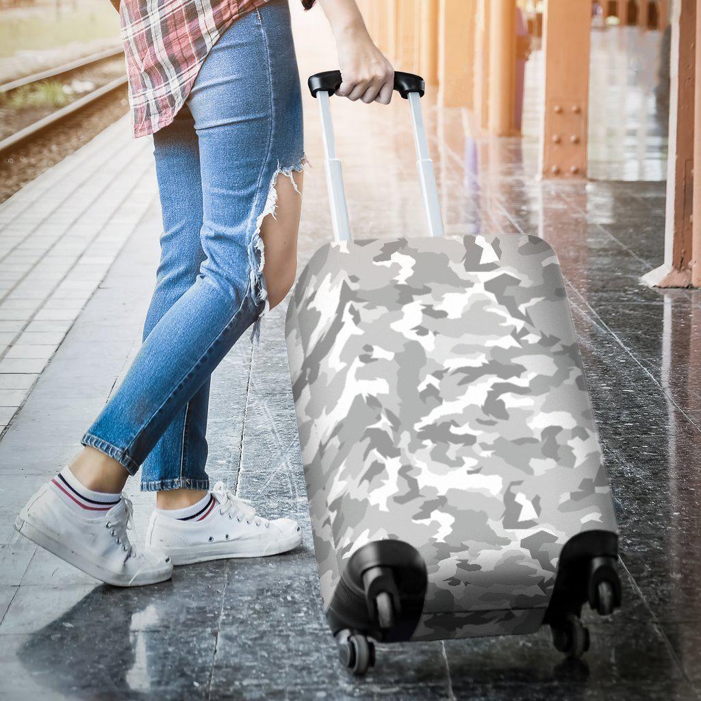 White Snow Camouflage Print Luggage Cover GearFrost
