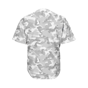 White Snow Camouflage Print Men's Baseball Jersey