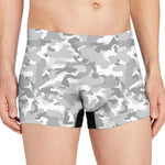 White Snow Camouflage Print Men's Boxer Briefs