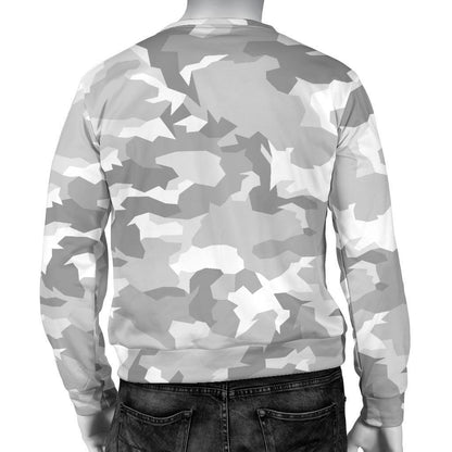 White Snow Camouflage Print Men's Crewneck Sweatshirt GearFrost