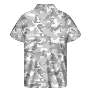 White Snow Camouflage Print Men's Short Sleeve Shirt