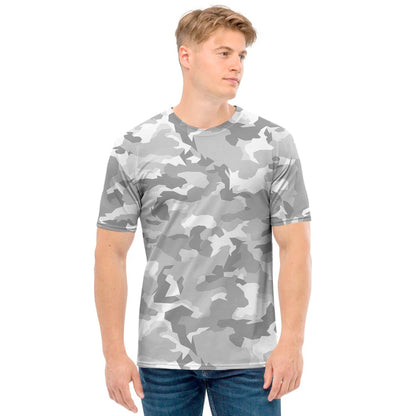 White Snow Camouflage Print Men's T-Shirt