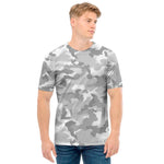 White Snow Camouflage Print Men's T-Shirt