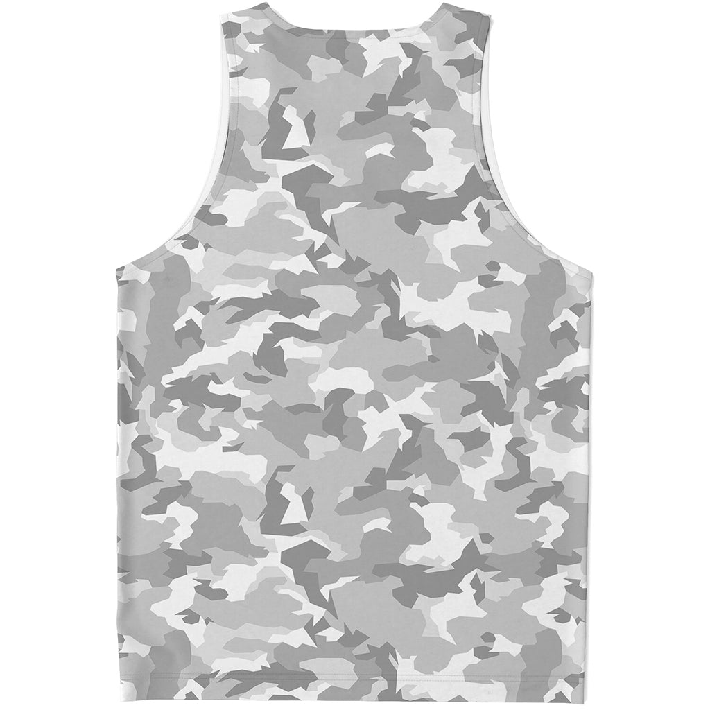 White Snow Camouflage Print Men's Tank Top