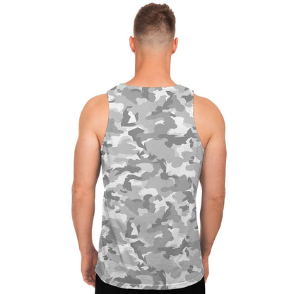 White Snow Camouflage Print Men's Tank Top