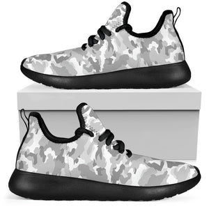 White Snow Camouflage Print Mesh Knit Shoes GearFrost