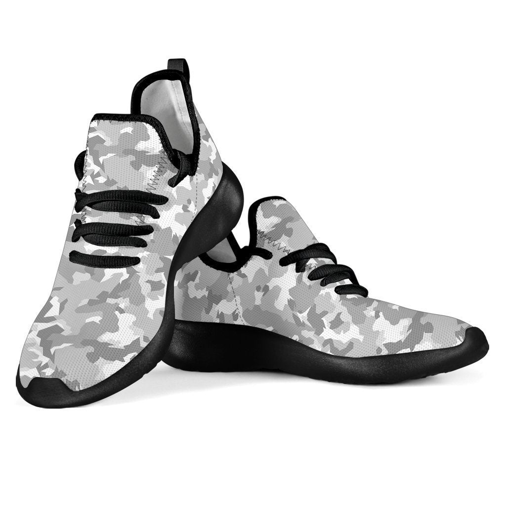 White Snow Camouflage Print Mesh Knit Shoes GearFrost
