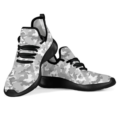 White Snow Camouflage Print Mesh Knit Shoes GearFrost