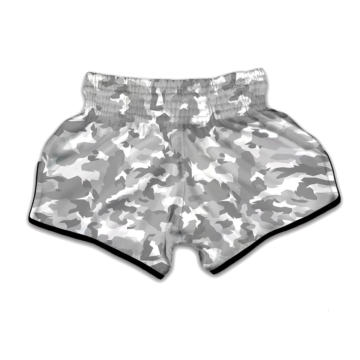 White Snow Camouflage Print Muay Thai Boxing Shorts