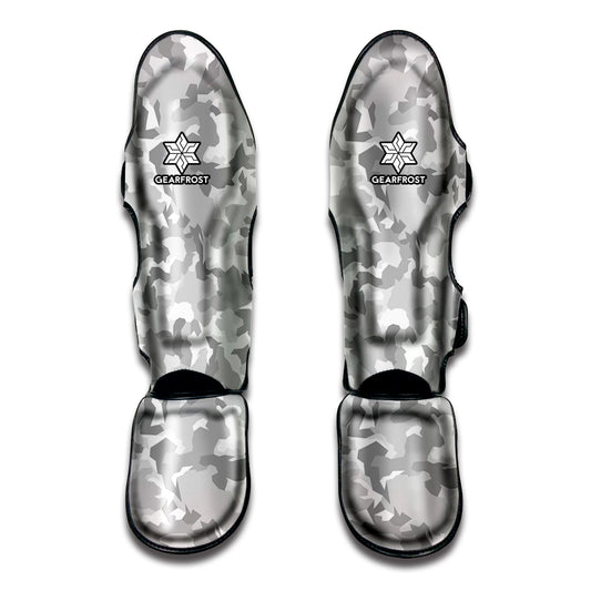 White Snow Camouflage Print Muay Thai Shin Guard