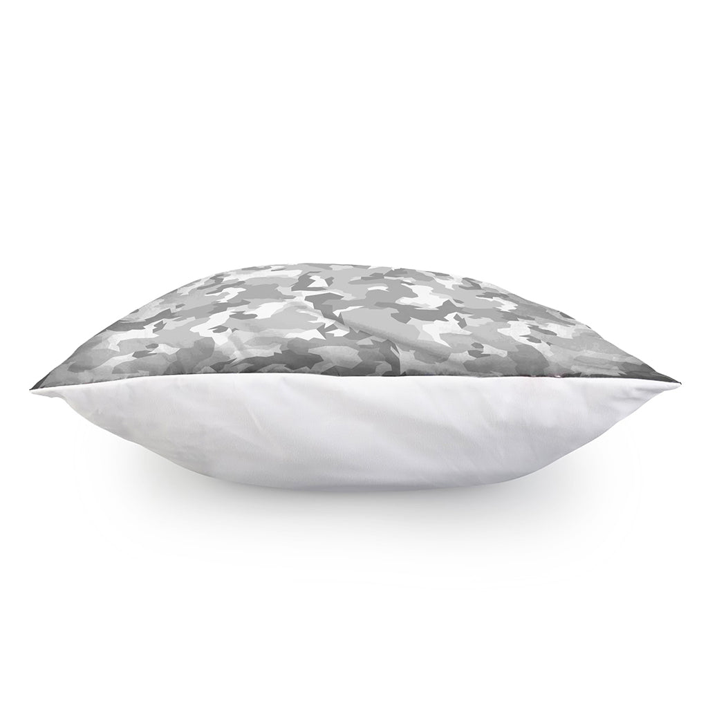 White Snow Camouflage Print Pillow Cover