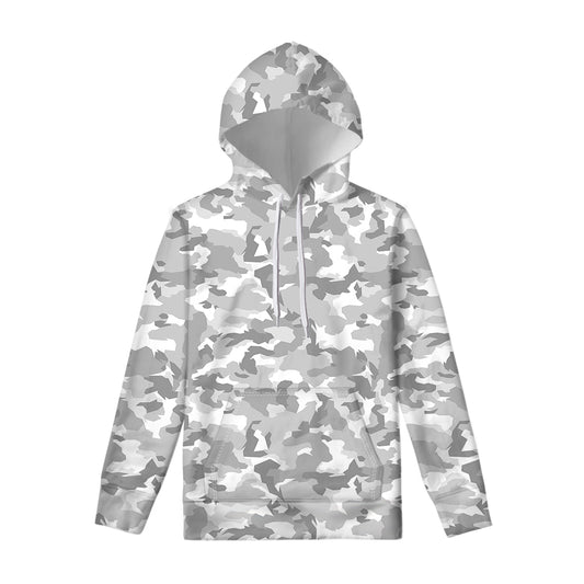 White Snow Camouflage Print Pullover Hoodie