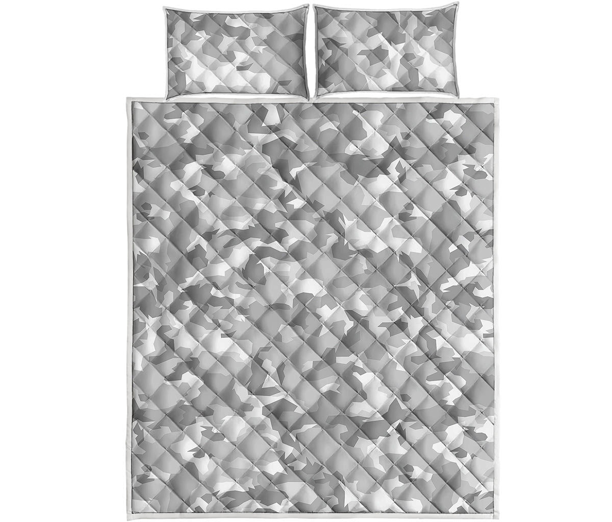 White Snow Camouflage Print Quilt Bed Set