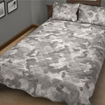 White Snow Camouflage Print Quilt Bed Set
