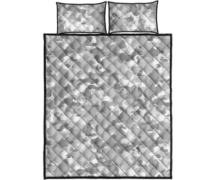 White Snow Camouflage Print Quilt Bed Set