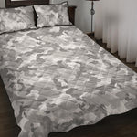 White Snow Camouflage Print Quilt Bed Set