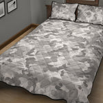 White Snow Camouflage Print Quilt Bed Set
