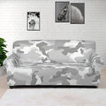 White Snow Camouflage Print Sofa Cover