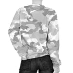 White Snow Camouflage Print Women's Crewneck Sweatshirt GearFrost