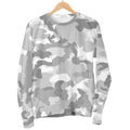 White Snow Camouflage Print Women's Crewneck Sweatshirt