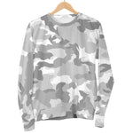 White Snow Camouflage Print Women's Crewneck Sweatshirt GearFrost