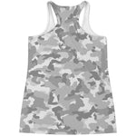 White Snow Camouflage Print Women's Racerback Tank Top