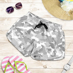 White Snow Camouflage Print Women's Shorts