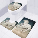White Stallion Horse Print 3 Piece Bath Mat Set