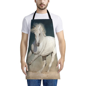 White Stallion Horse Print Apron