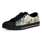 White Stallion Horse Print Black Low Top Shoes