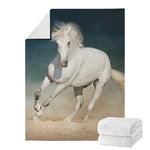 White Stallion Horse Print Blanket
