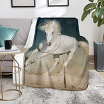 White Stallion Horse Print Blanket