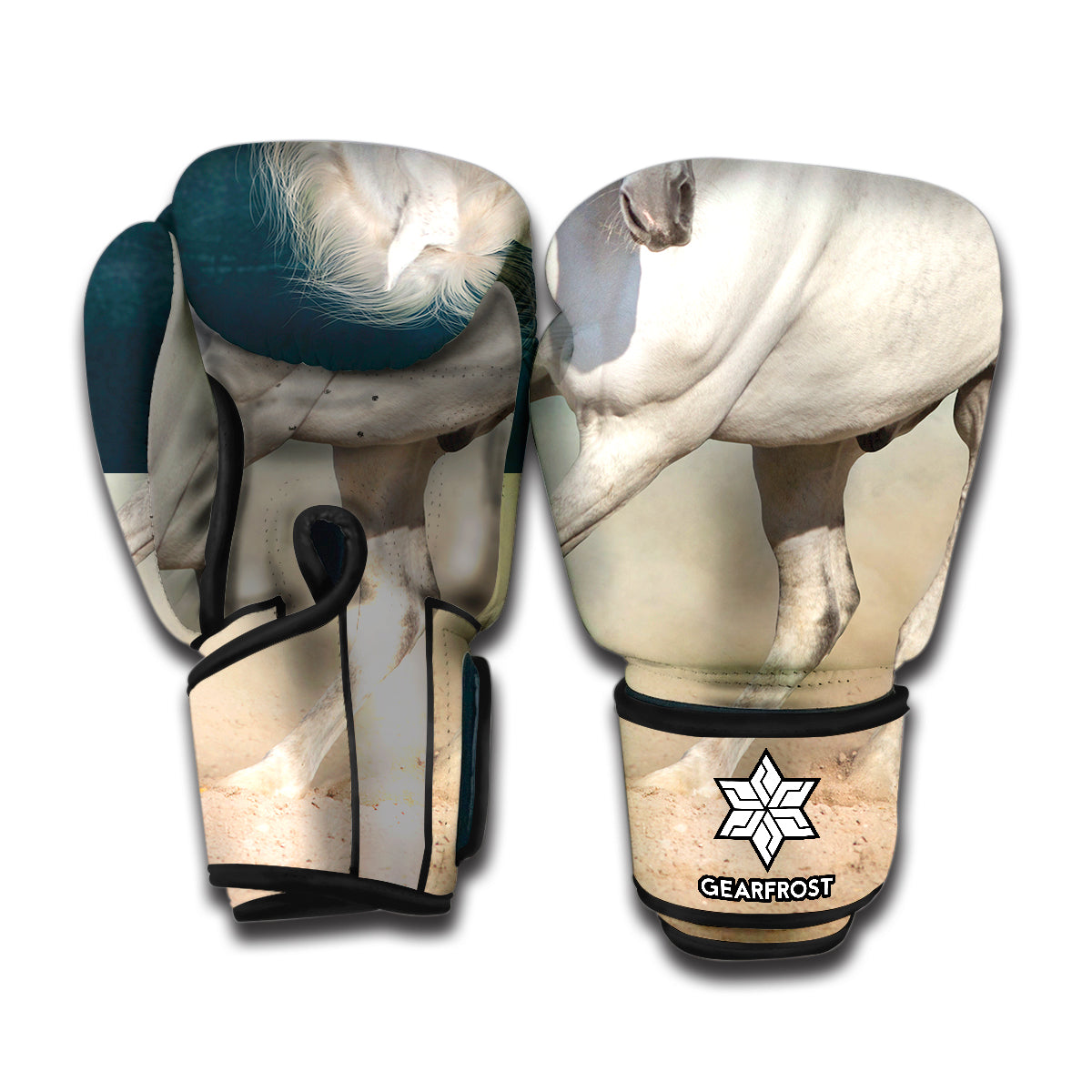White Stallion Horse Print Boxing Gloves