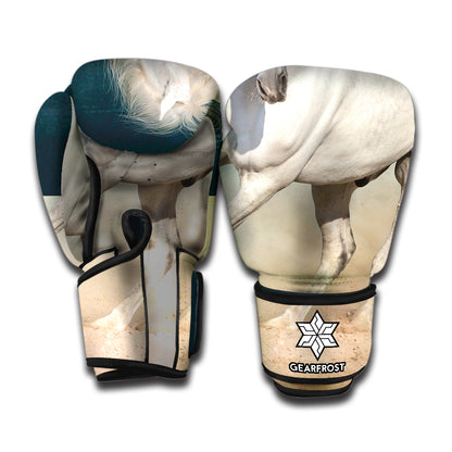 White Stallion Horse Print Boxing Gloves